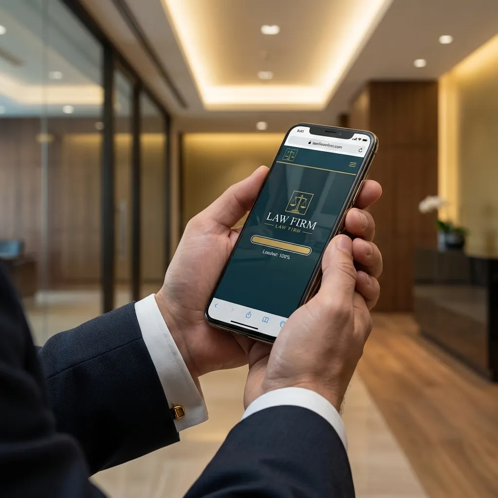 Advogado acessando site de alta performance no celular