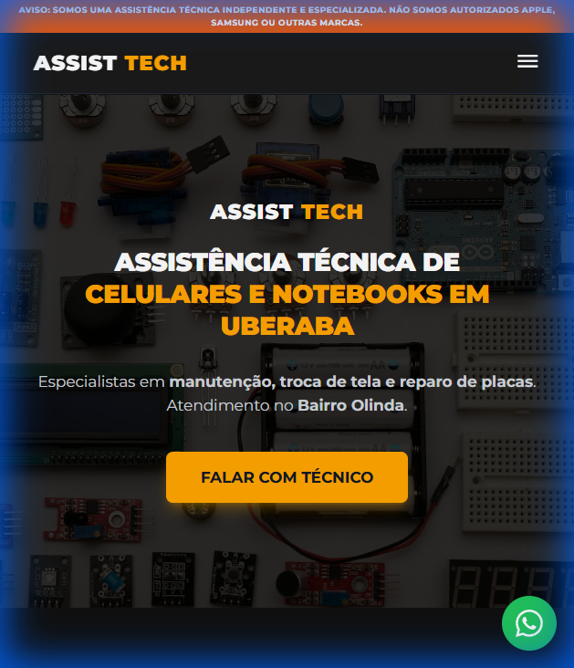 Criação de Site para Assist Tech - Plataforma de Assistência Técnica em Uberaba